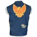 Barley Lightfoot Onward Vest Blue Patched Denim Latest Fashion Halloween Jacket