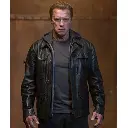 Arnold Terminator 5 Leather Jacket with Hood