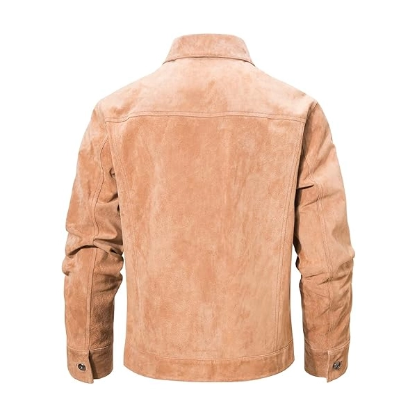 Mens Suede Leather Beige Jacket
