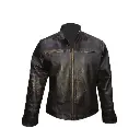 New Men's Vintage Biker Retro Motorcycle Cafe Racer Distressed Leather Jacket