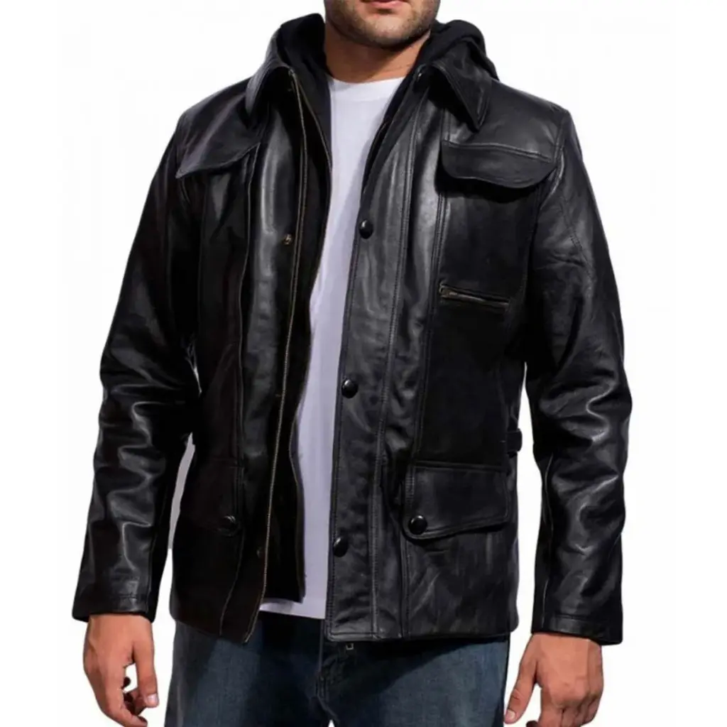 Arnold Terminator 5 Leather Jacket with Hood