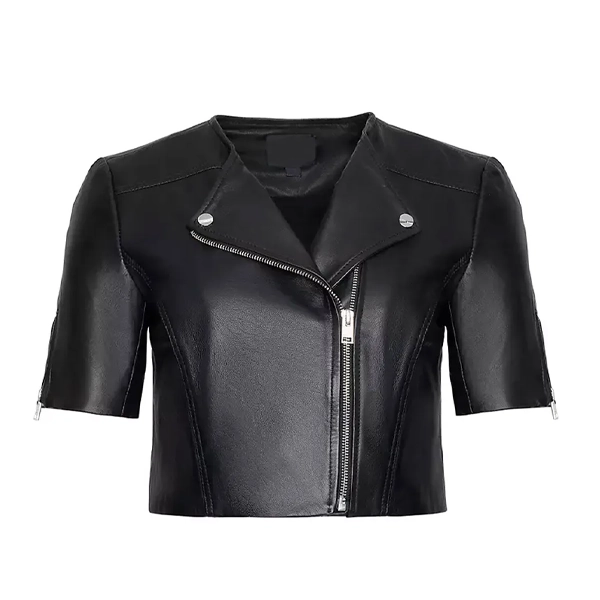 Womens Short Sleeve Leather Jacket