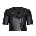 Womens Short Sleeve Leather Jacket