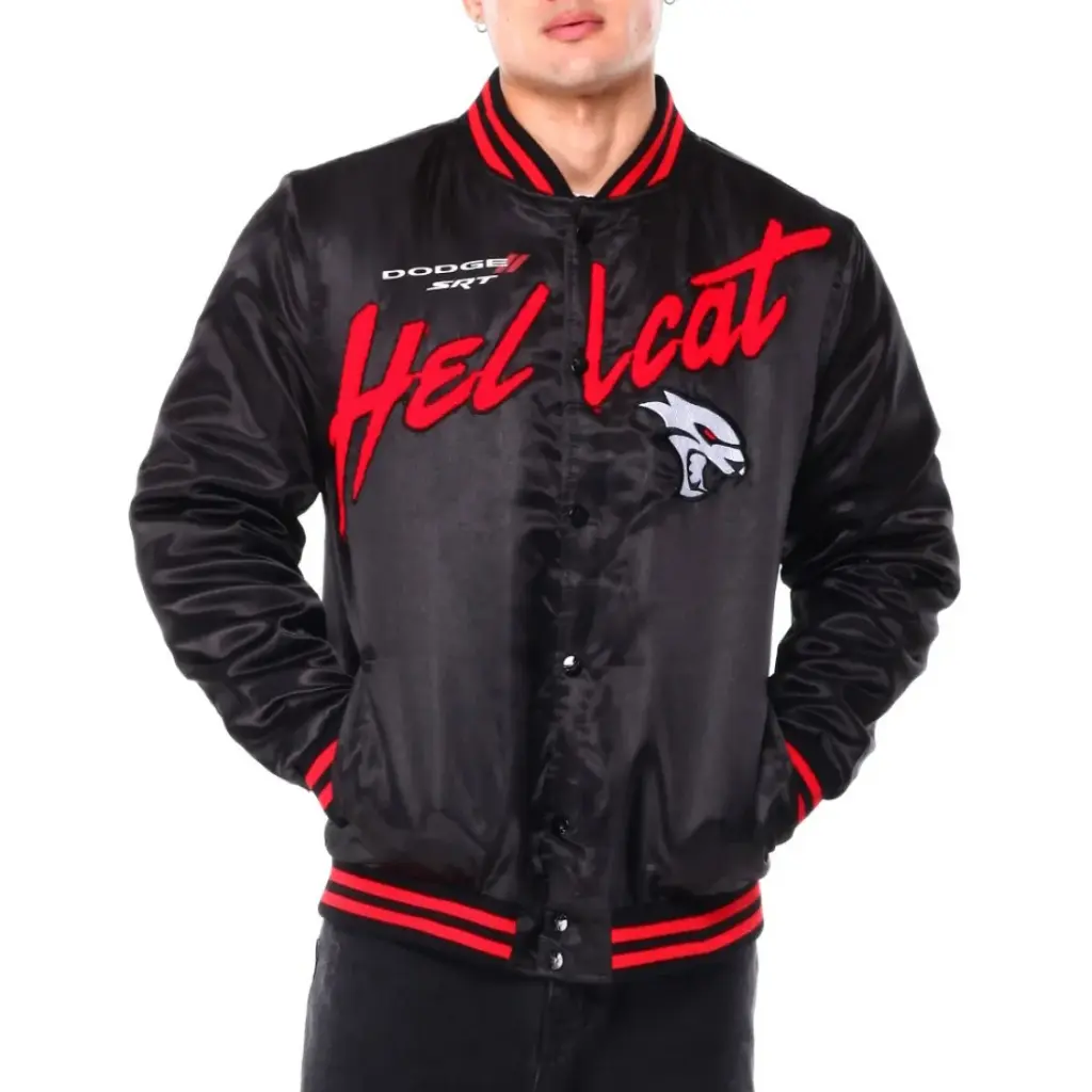Dodge Hellcat Flame Varsity Satin Jacket