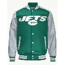 NY Jets Green and Gray Varsity Satin Jacket